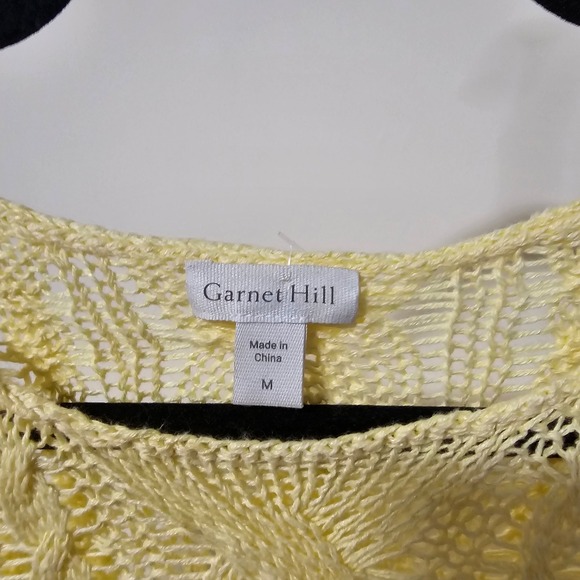 Garnet Hill Open Knit M Yellow Linen Organic Cable Cotton Boho Coastal Preppy - Picture 3 of 8